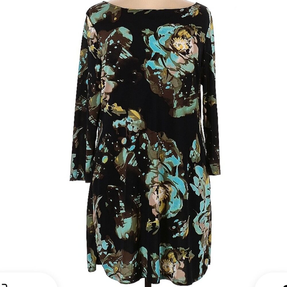 Style & Co. Floral Print Chic Dress 3/4 Sleeve womens XL Boho (340)